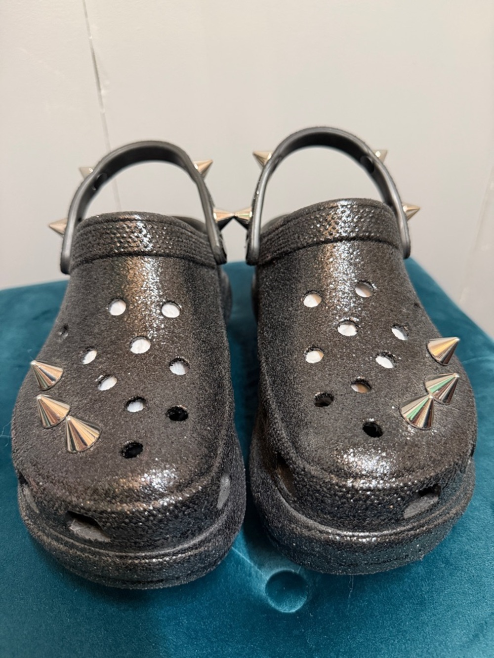 NEW Black Crocs Classic Bae Glitter Stud Clog